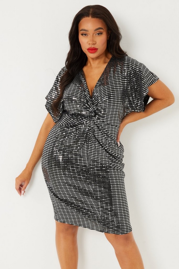 Curve Silver Knot Front Dress