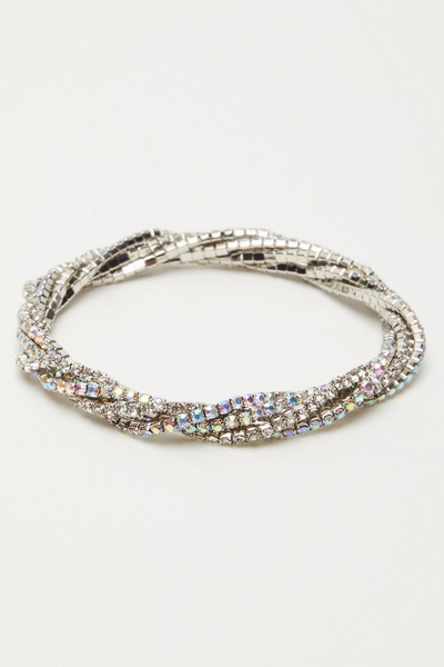 Silver Diamante Twist Stretch Bracelet