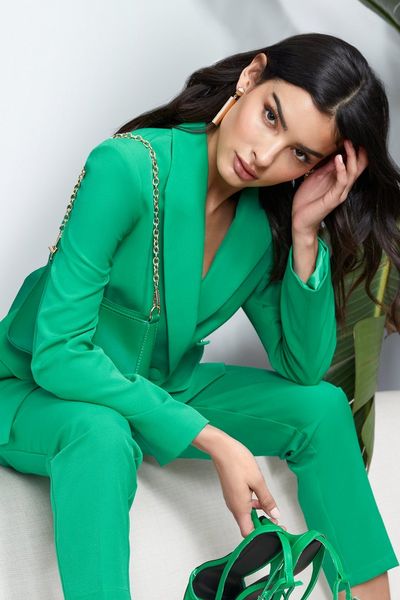 Green Double Breasted Tailored Blazer