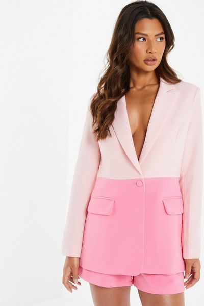 Pink Two Tone Tailored Blazer