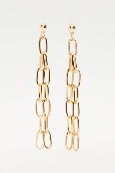Gold Chain Link Drop Earrings