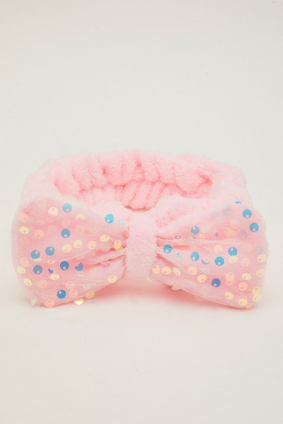 Pink Sequin Bow Beauty Headband