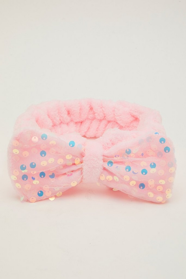 Pink Sequin Bow Beauty Headband