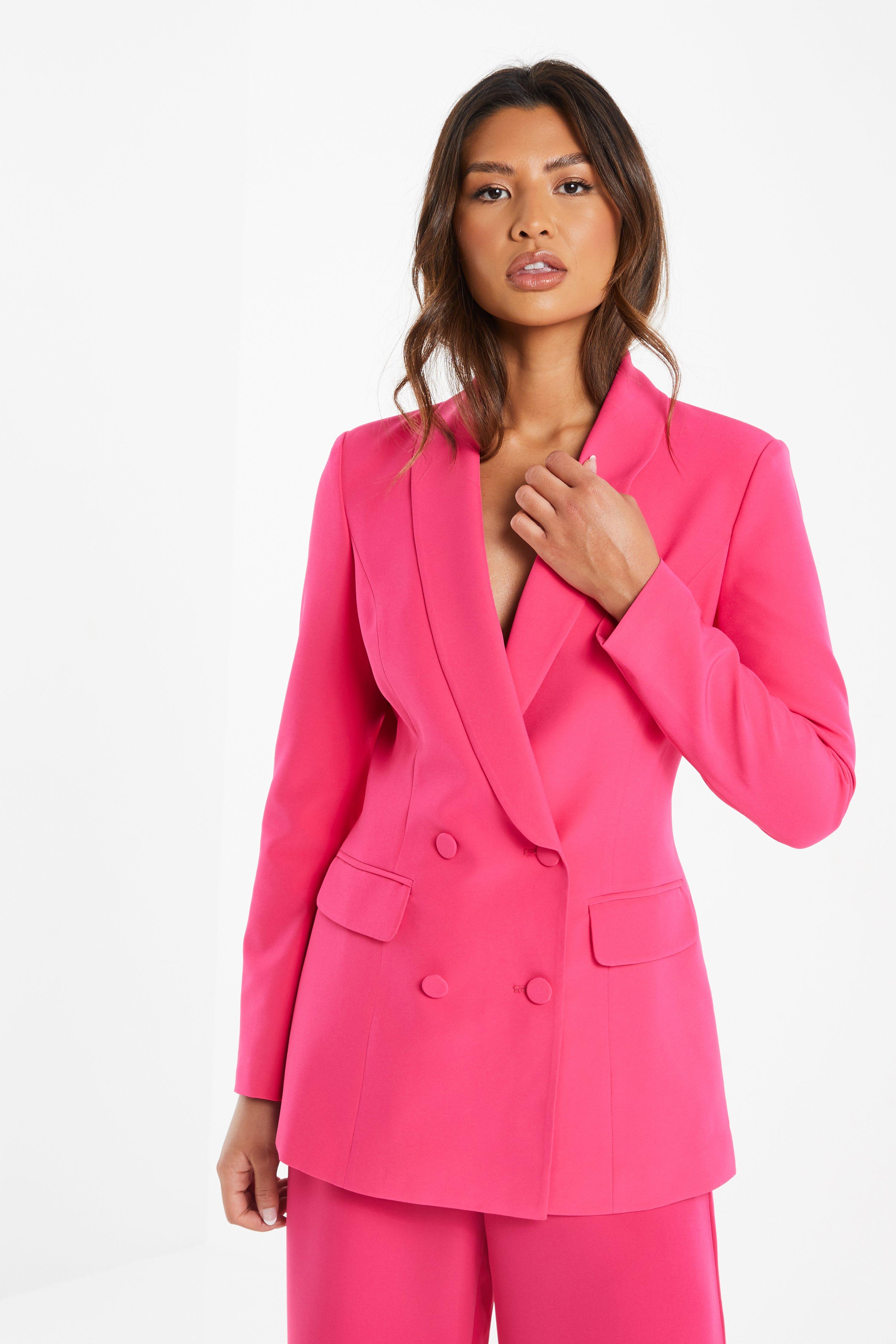 pink blazer pant suit