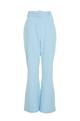Blue Belted Flare Hem Trousers