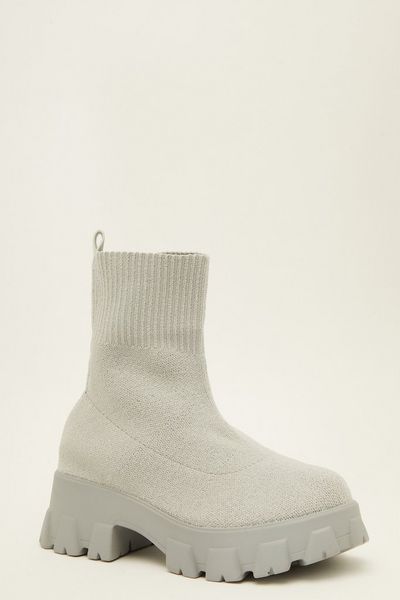 Grey Chunky Sock Boots