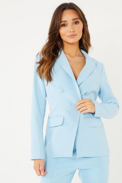 Blue Double Breasted Tailored Blazer