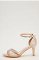 Champagne Satin Mesh Front Heeled Sandals