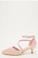 Pink Satin Asymmetric Strap Court Heels