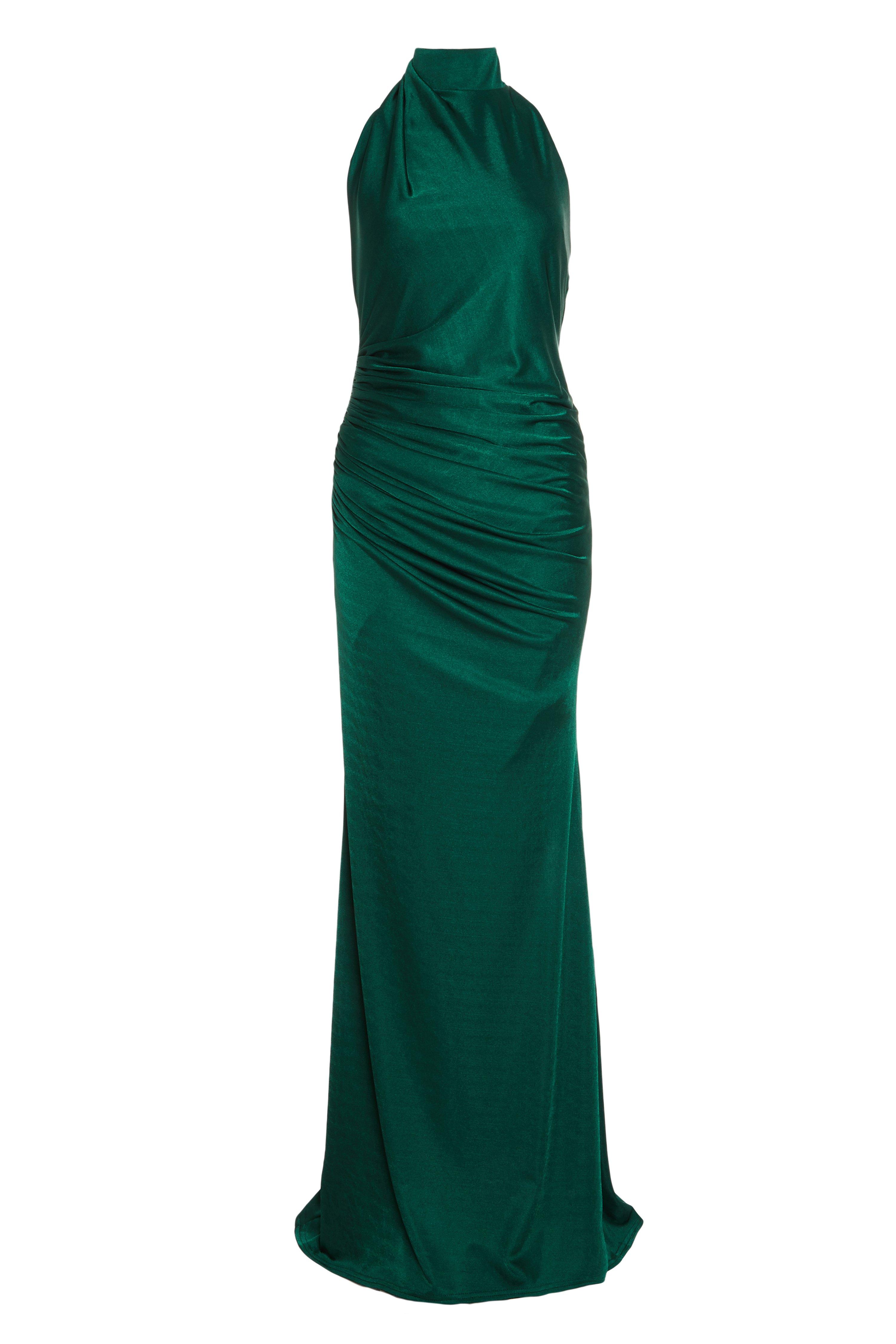 Green Halter Neck Maxi Dress - Quiz Clothing