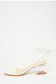 White Clear Ankle Tie Low Heeled Sandals
