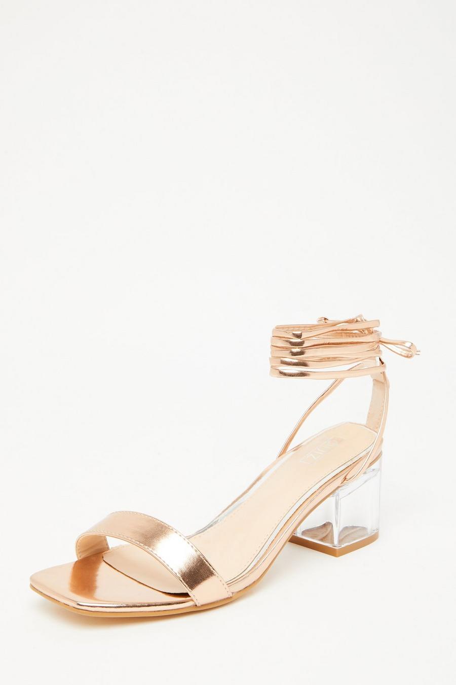 clear heels rose gold