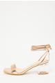 Rose Gold Clear Ankle Tie Low Heeled Sandals