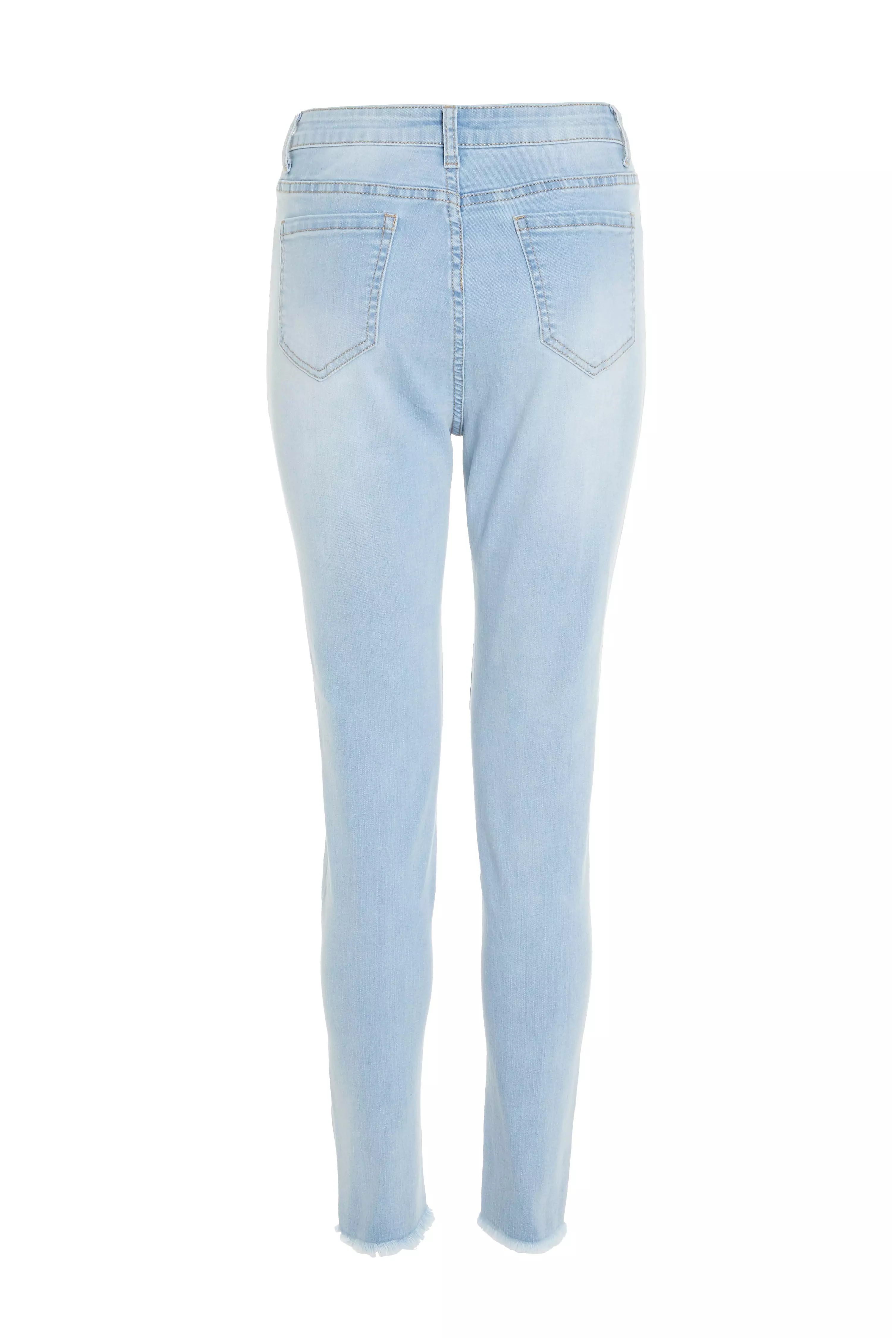 Blue Denim Extreme Ripped Skinny Jeans - QUIZ Clothing