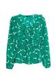 Green Floral Long Sleeve Wrap Top