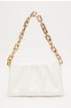 White Ruched Chain Handle Bag