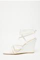 White Ankle Tie Strappy Wedges