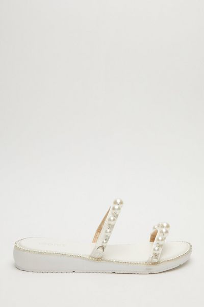 White Pearl Mule Sandals