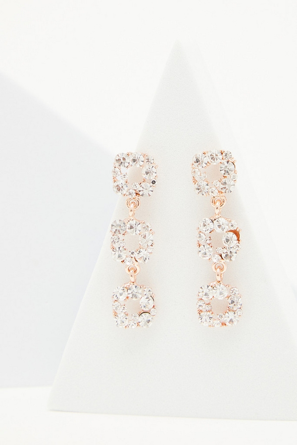 Rose Gold Jewel Drop Earrings