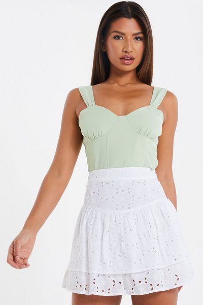 White Broderie Frill Mini Skirt