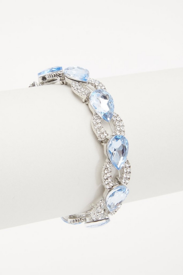 Blue Teardrop Jewel Stretch Bracelet
