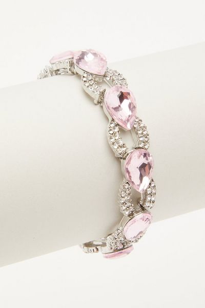 Pink Teardrop Jewel Stretch Bracelet