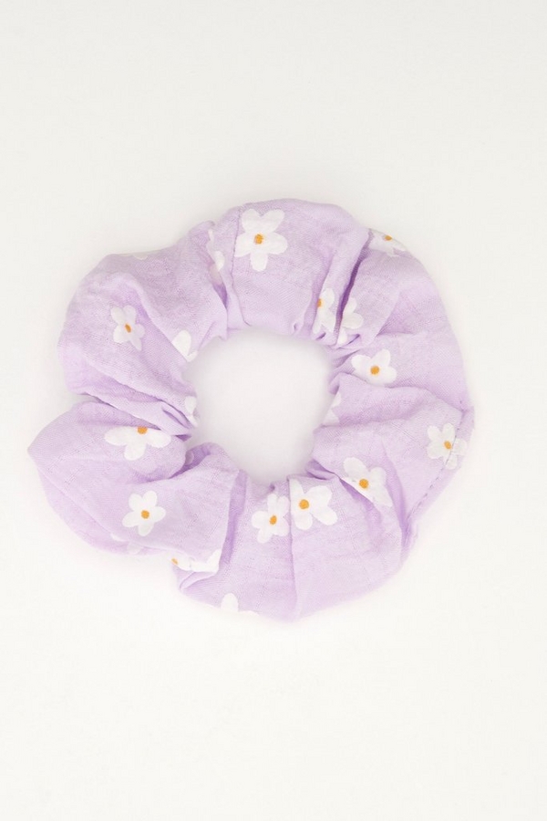 Lilac Daisy Print Scrunchie