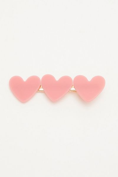 Pink Triple Heart Hair Clips