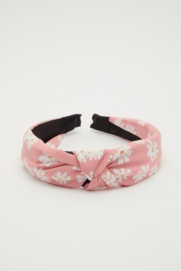 Pink Daisy Print Headband