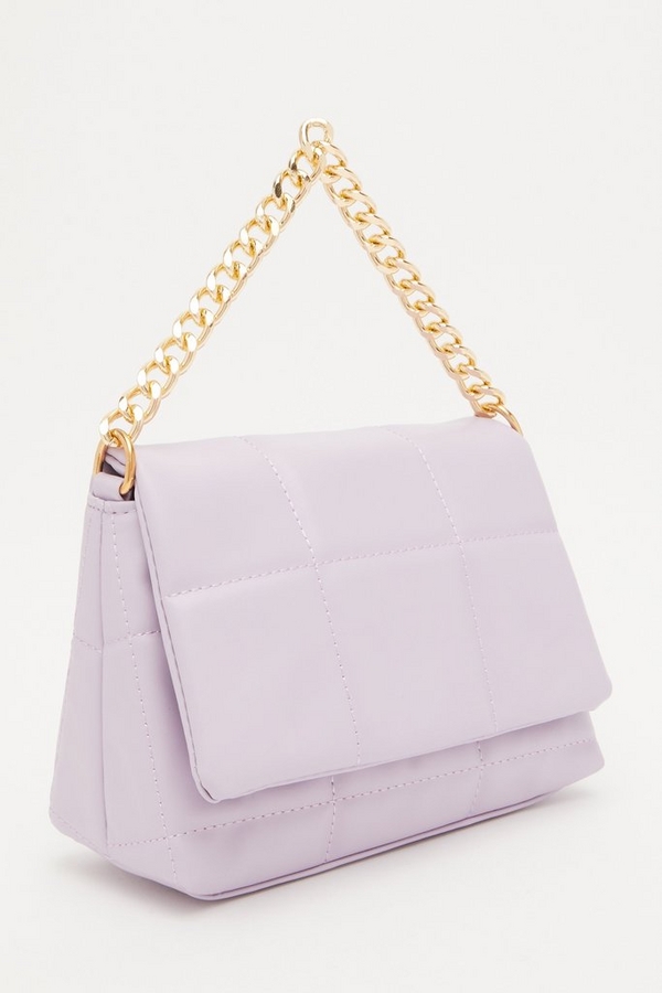 Lilac Faux Leather Quilted Bag