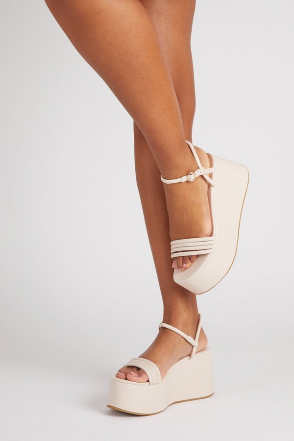 Nude Faux Leather Flatform Wedge