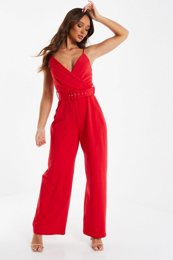 Red Wrap Palazzo Jumpsuit