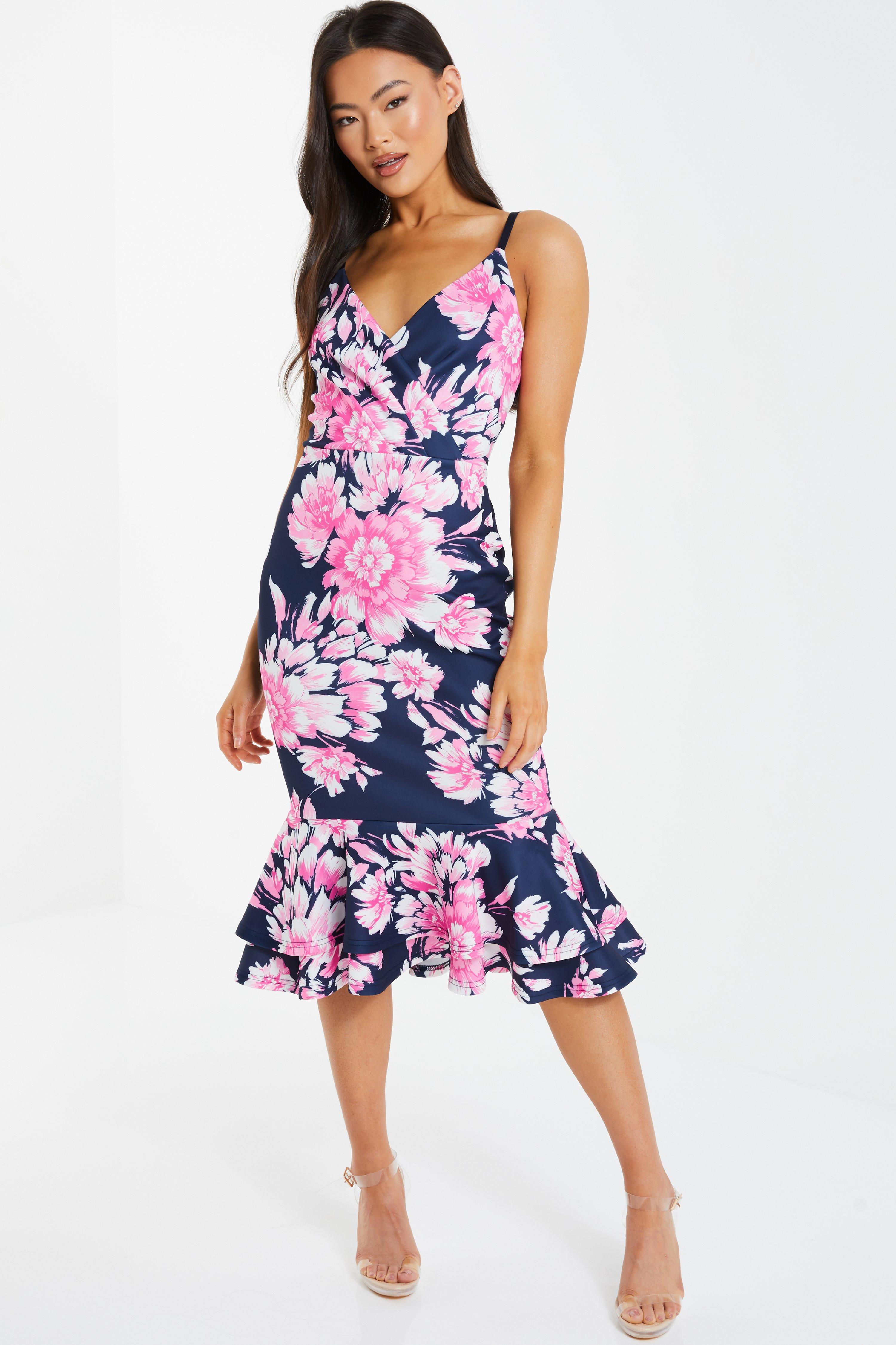 pink and navy floral dress