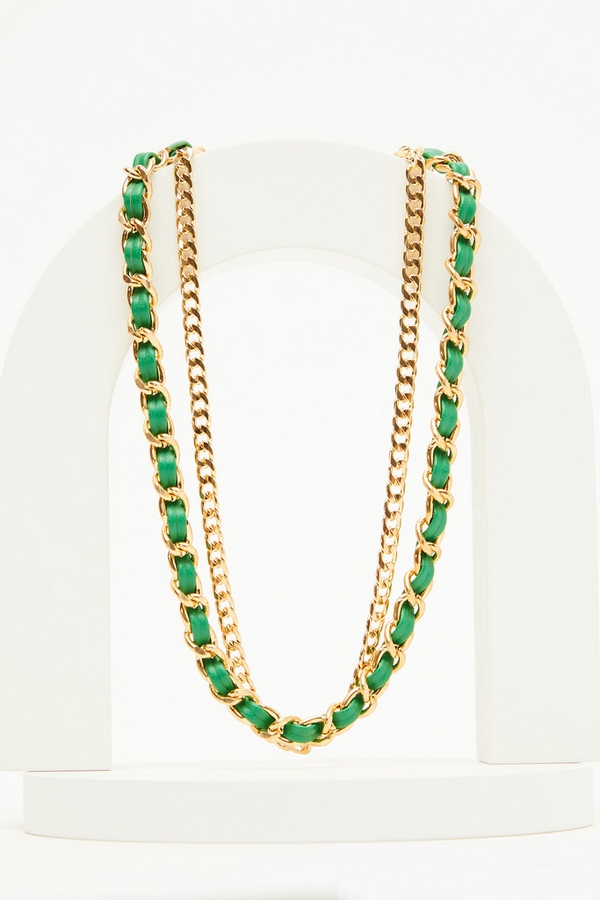 Green Woven Chain Necklace