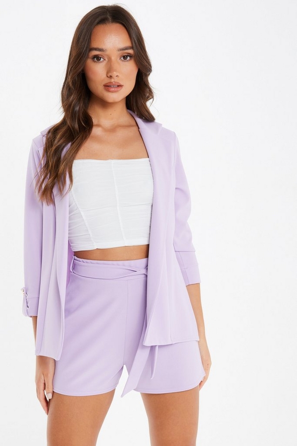 Lilac Crop Sleeve Blazer