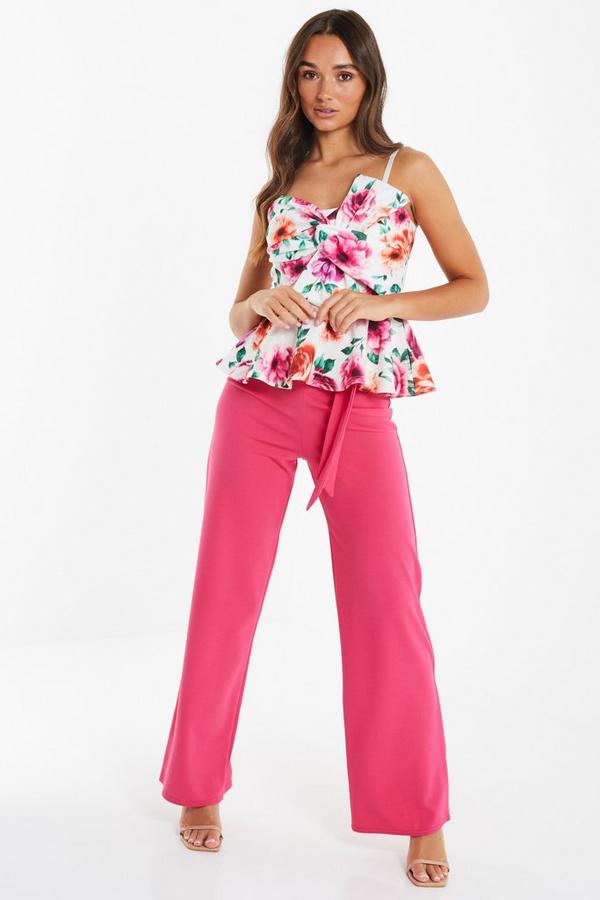 Pink Belt Tie Palazzo Trousers