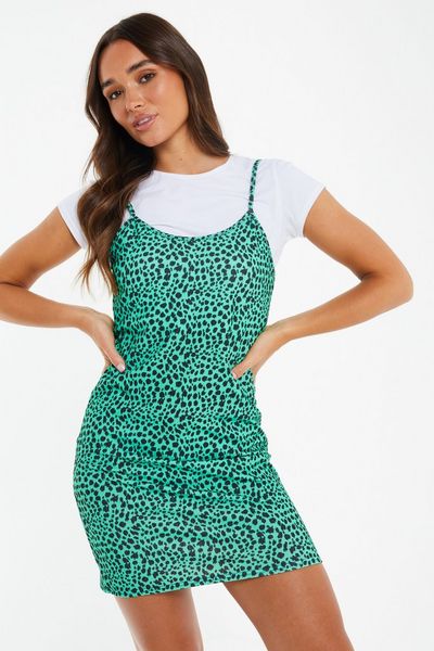 Green Animal Print Mini Bodycon Dress