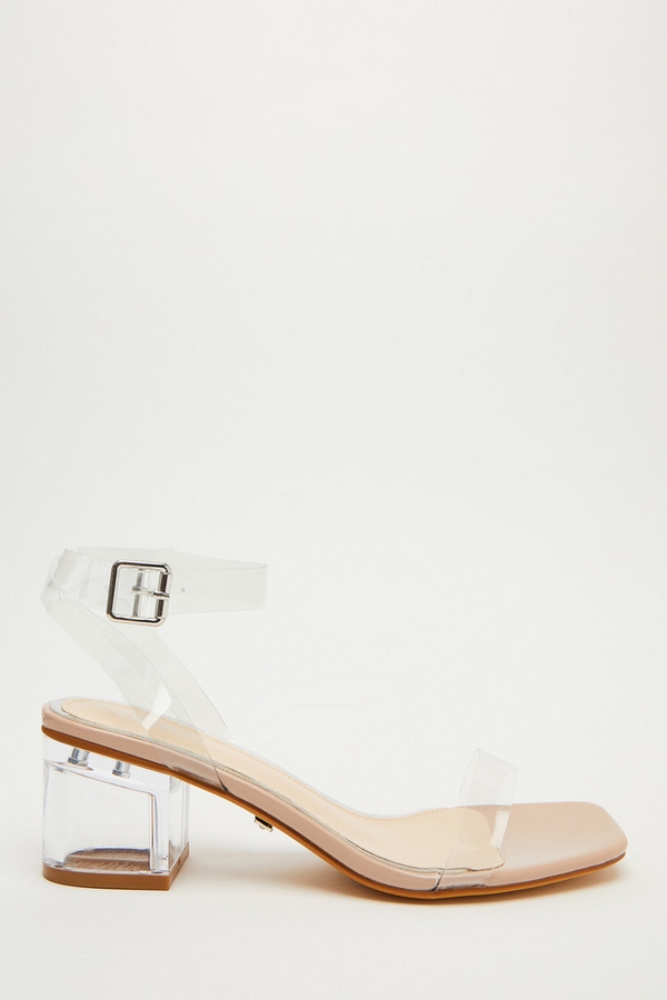 Nude Clear Low Heeled Sandals