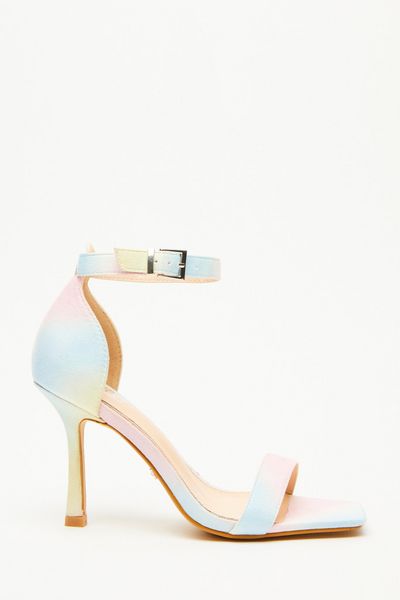 Multicoloured Faux Leather Heeled Sandals