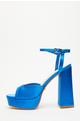 Blue Satin Platform Heeled Sandals