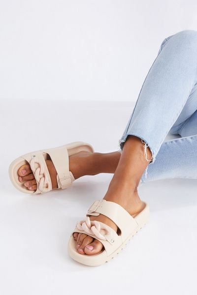 Nude Chain Chunky Sandals