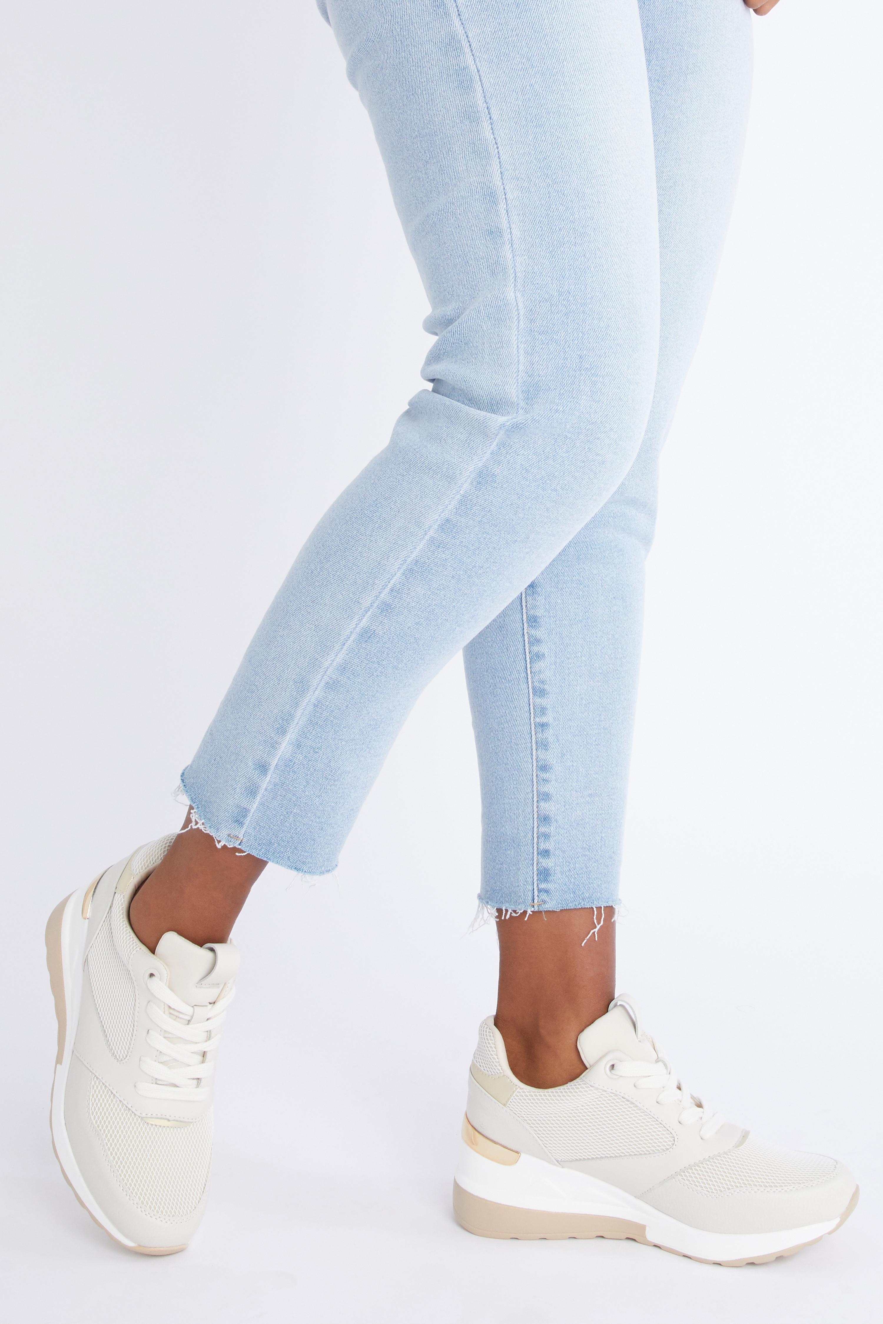 cream wedge trainers