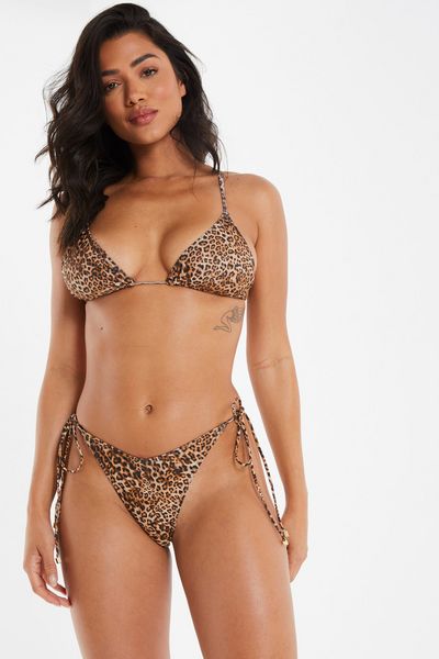 Brown Leopard Print Bikini Top