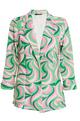 Green Swirl Print Crop Sleeve Blazer