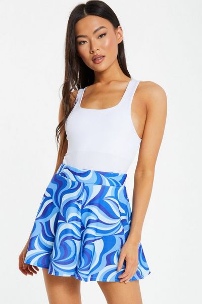Blue Swirl Print Floaty Shorts