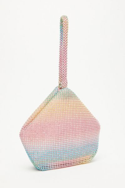 Multicoloured Diamante Pouch Bag