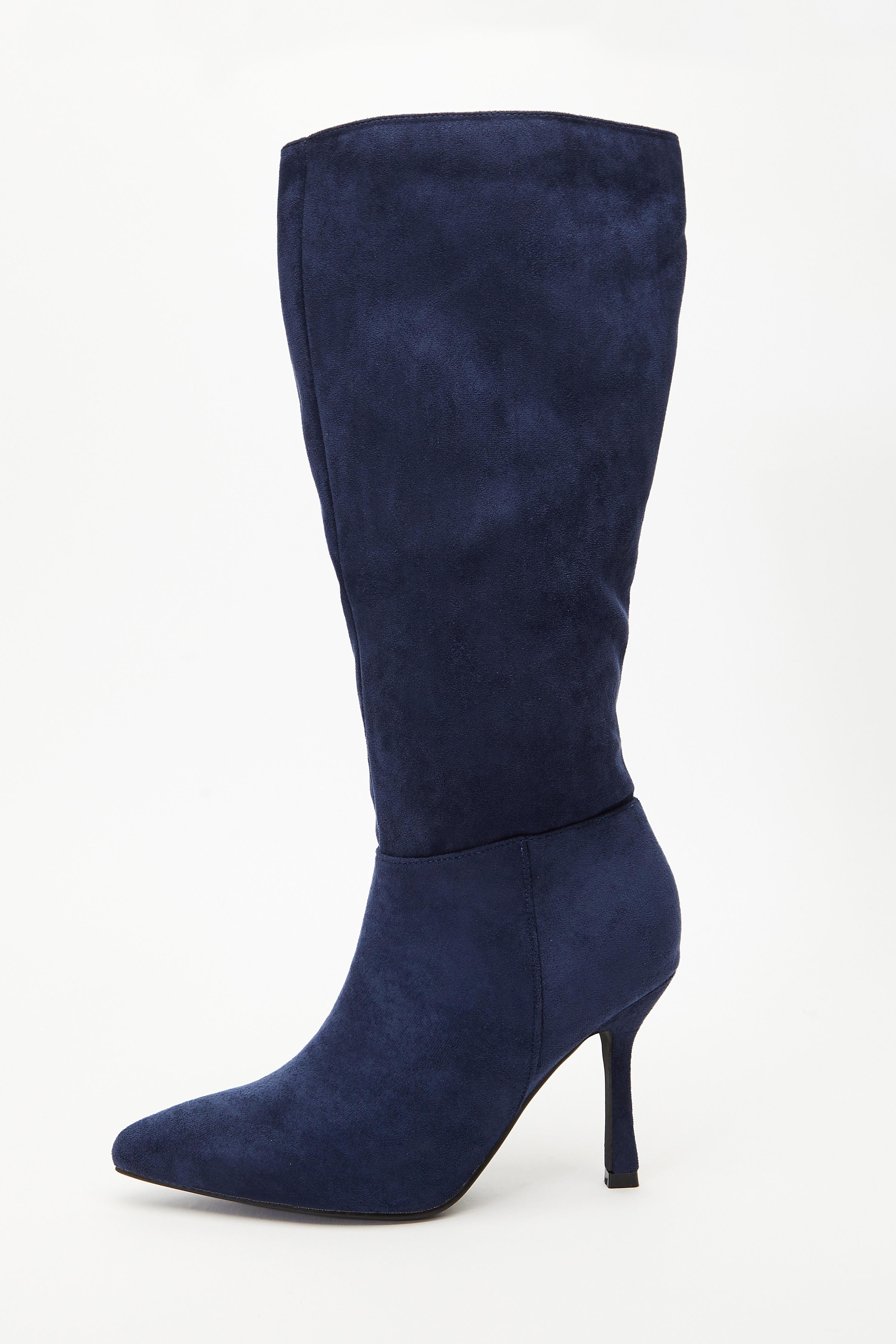 women navy knee high boots