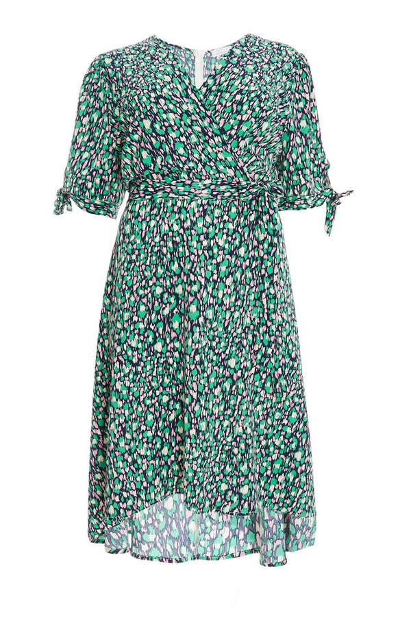 Curve Green Animal Print Wrap Midi Dress
