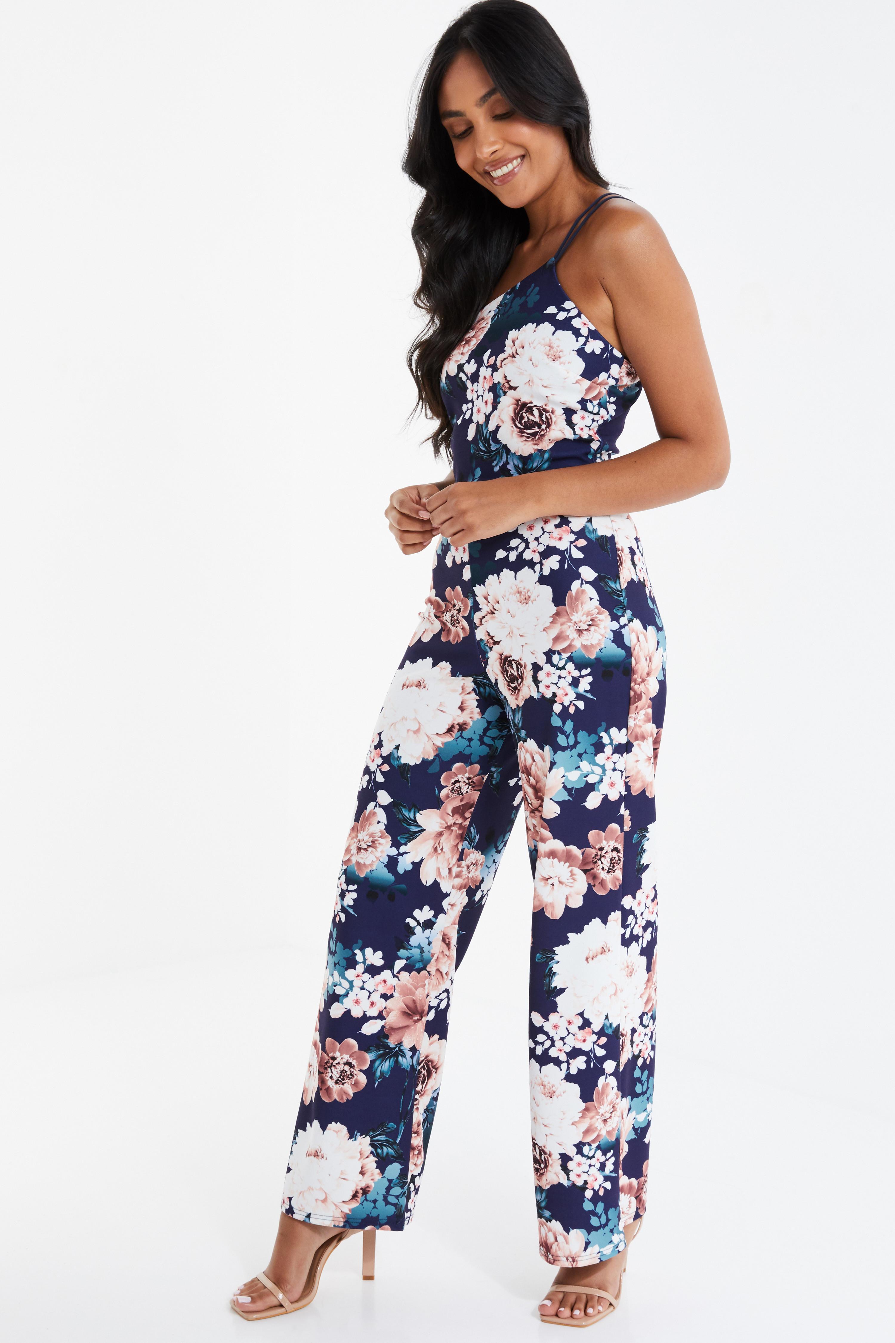 navy floral jumpsuit