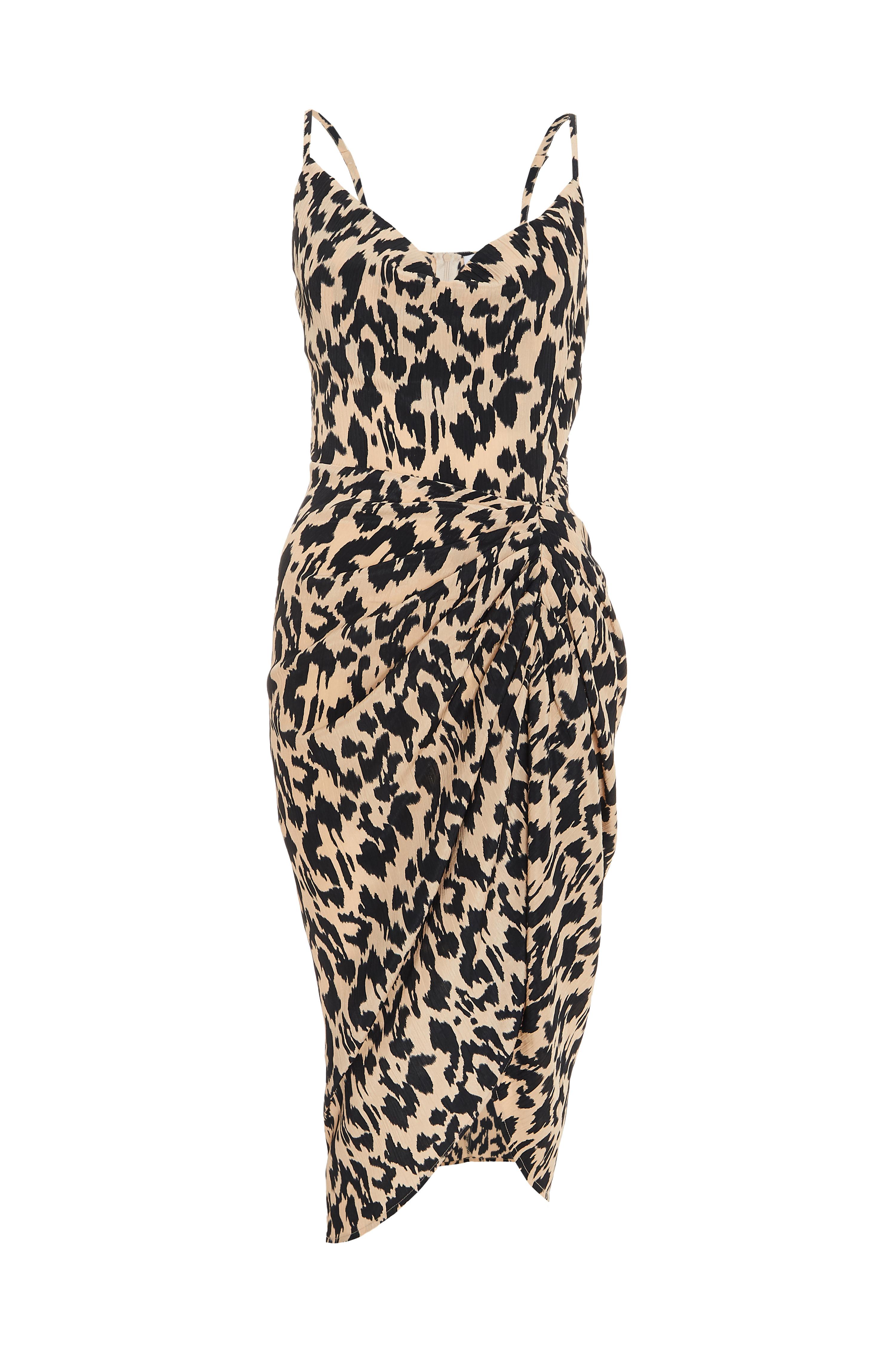 leopard print ruched dress